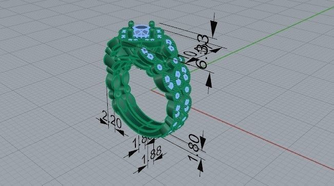 Magnificent diamoond ring with band 2366 3D print model 3D print model_5