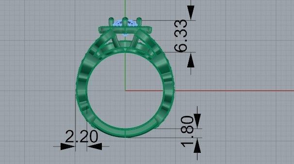 Magnificent diamoond ring with band 2366 3D print model 3D print model_6