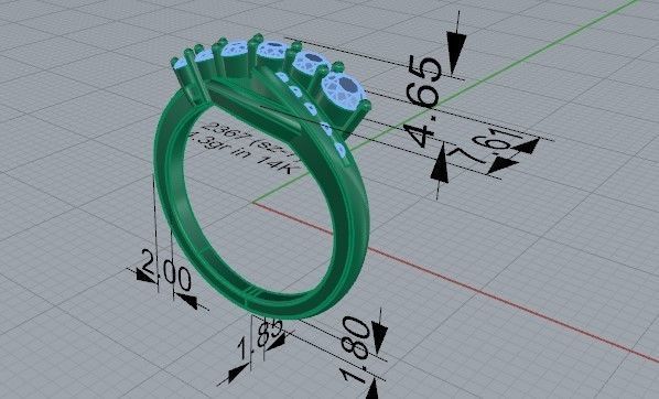 6-Stone diamond ring 2367 3D print model 3D print model_5