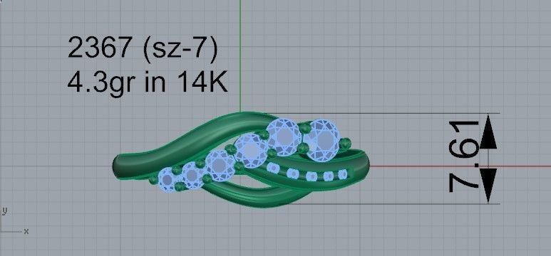 6-Stone diamond ring 2367 3D print model 3D print model_4