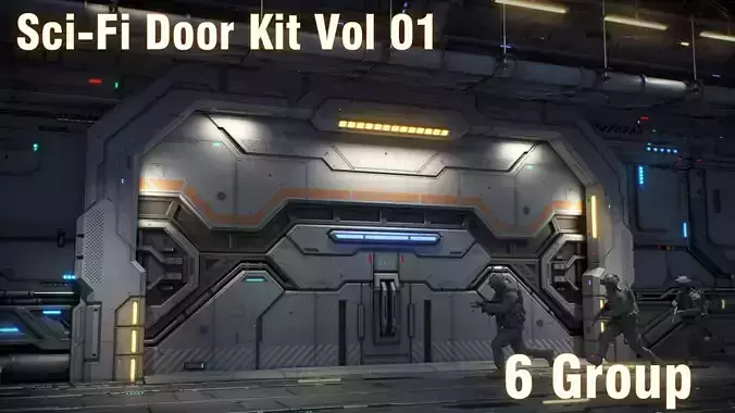 Sci-Fi Door Kit Vol 1-PBR Low-poly 3D model