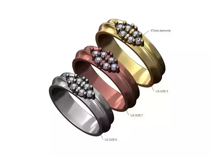 Rounded lip triangular cluster diamond ring Us sizes 6 7 8