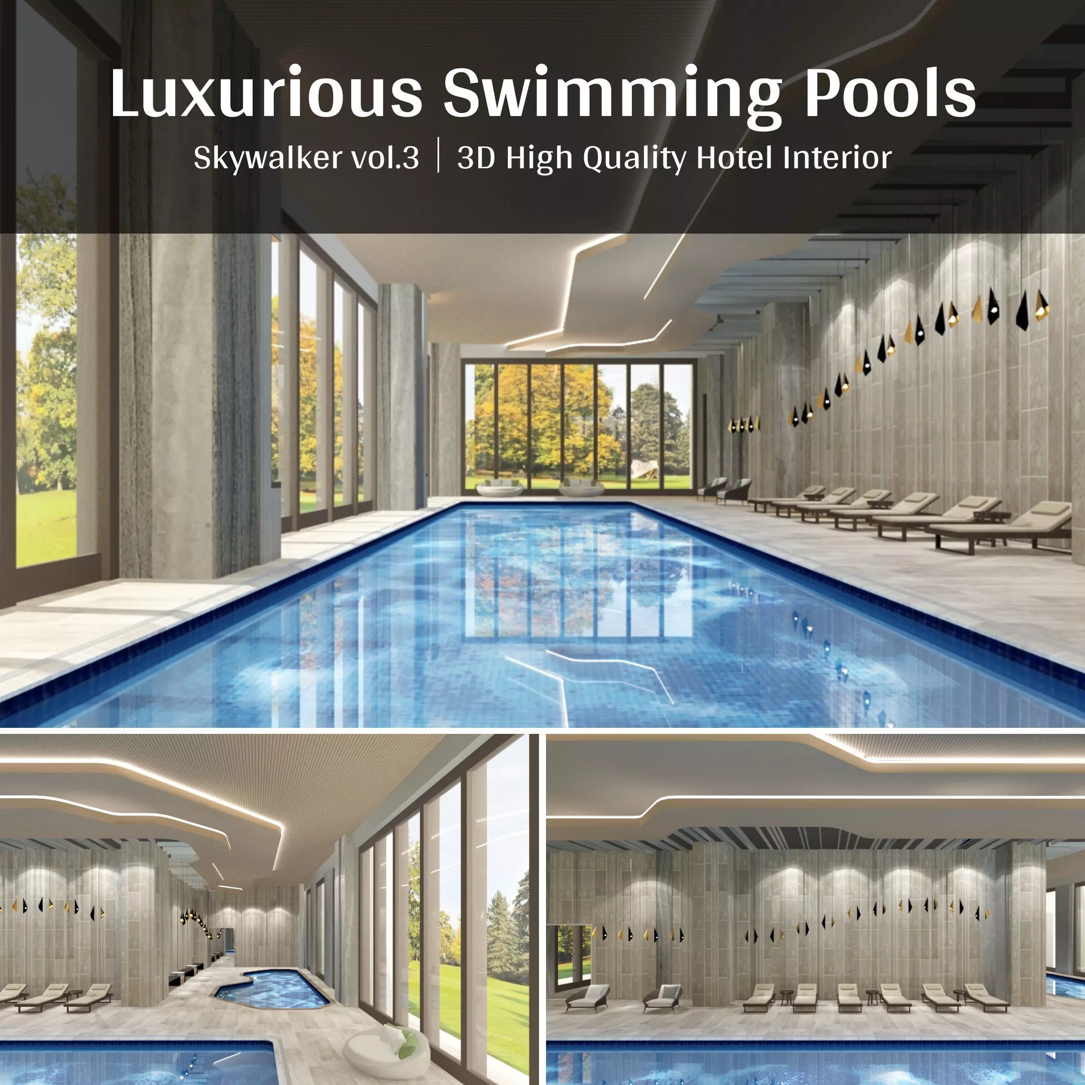 Luxury Hotel Interior Scenes-Swimmimg Pool 3D model 3D model_0