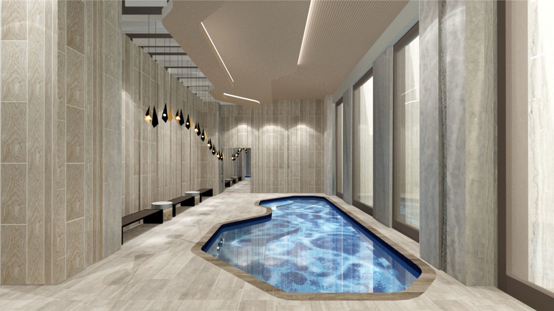 Luxury Hotel Interior Scenes-Swimmimg Pool 3D model 3D model_1