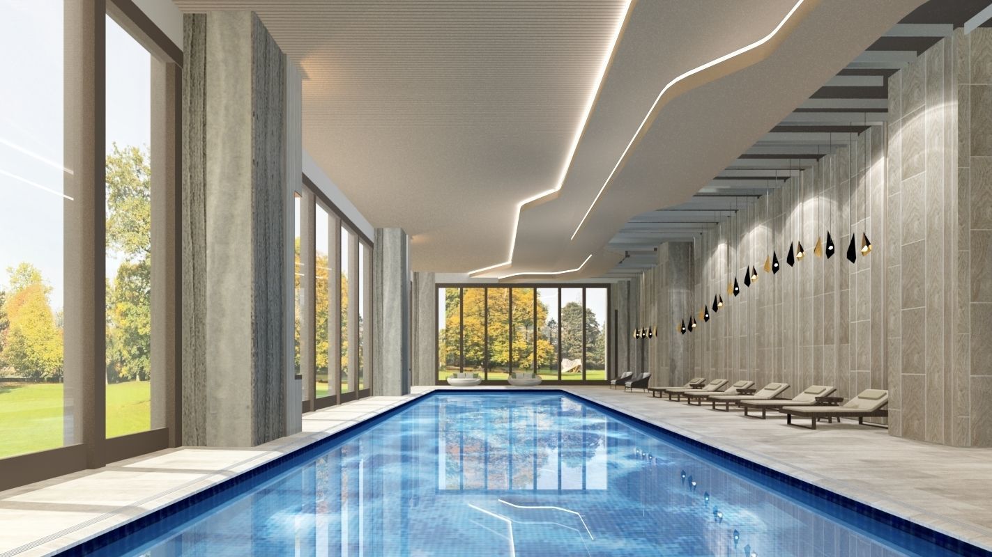 Luxury Hotel Interior Scenes-Swimmimg Pool 3D model 3D model_2