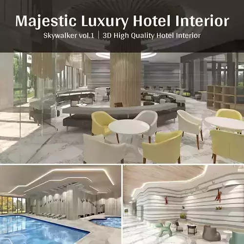 3D model Luxury Hotel Interior Scenes-3 in 1 3D model
