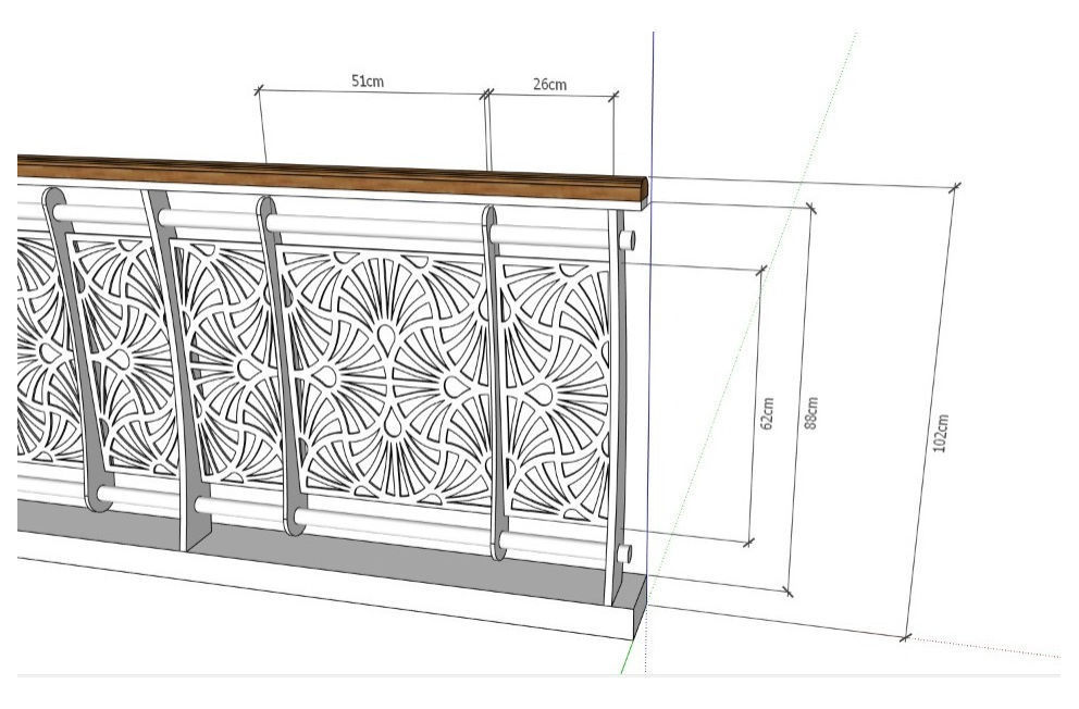 Hand rail fence metal sheet laser cut 3D model_5