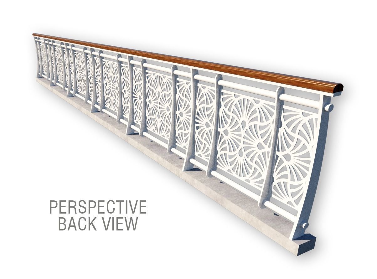 Hand rail fence metal sheet laser cut 3D model_2