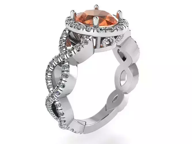 Bright orange diamond ring 2369 3D print model 