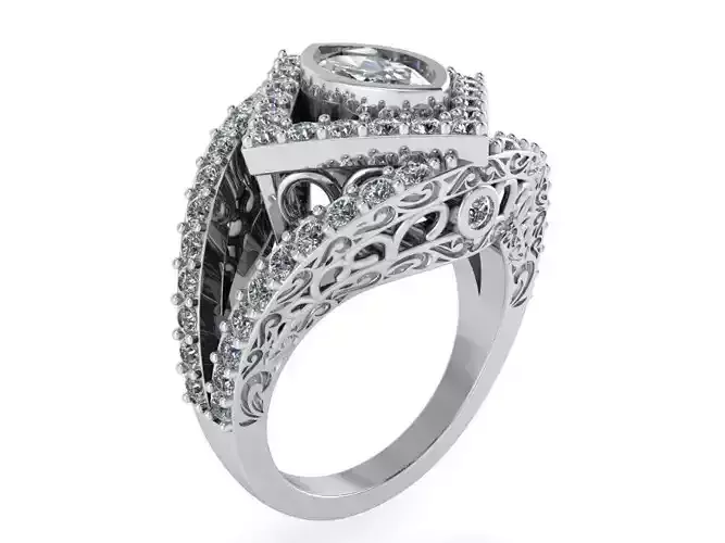 Triangle diamond ring 2370 3D print model 