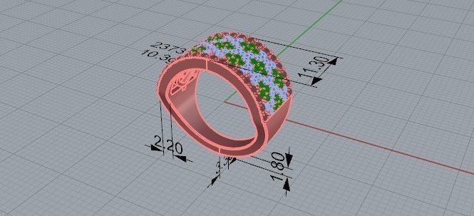 Colorful round diamond ring 2373 3D print model 3D print model_5