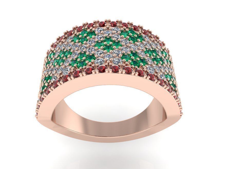 Colorful round diamond ring 2373 3D print model 3D print model_1