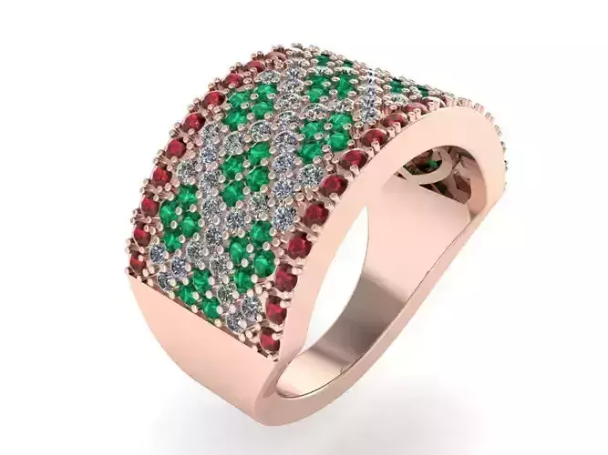 Colorful round diamond ring 2373 3D print model 