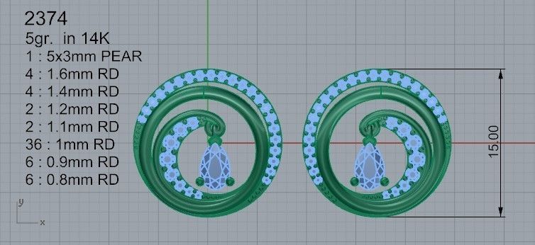 Swan earring 2374 3D print model  3D print model_4