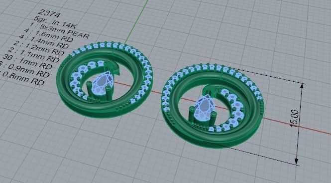 Swan earring 2374 3D print model  3D print model_5