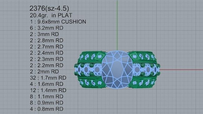 Cushion Halo Diamond Ring  2376 3D print model  3D print model_4