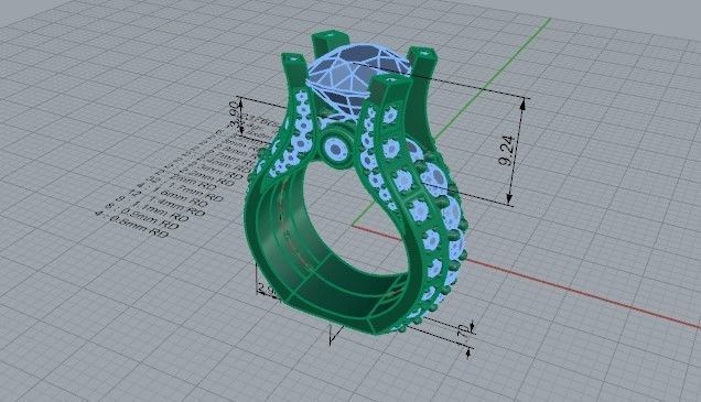 Cushion Halo Diamond Ring  2376 3D print model  3D print model_5