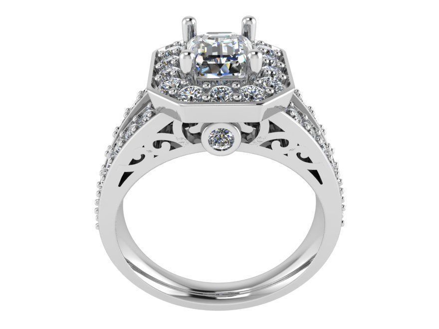 Dressy 2-Row diamond ring 2377 3D print model 3D print model_2