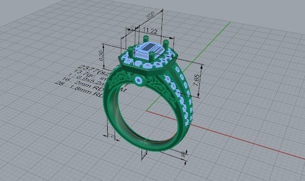 Dressy 2-Row diamond ring 2377 3D print model 3D print model_5