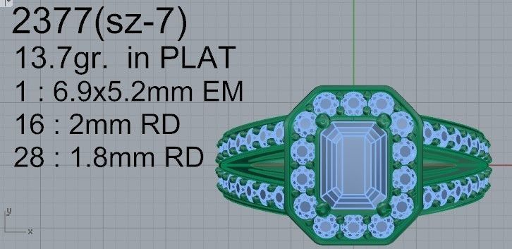 Dressy 2-Row diamond ring 2377 3D print model 3D print model_4