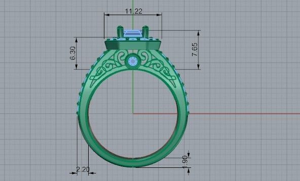 Dressy 2-Row diamond ring 2377 3D print model 3D print model_6