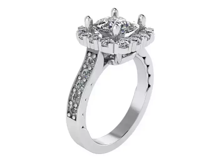 Peg head diamond ring 2378 3D print model 