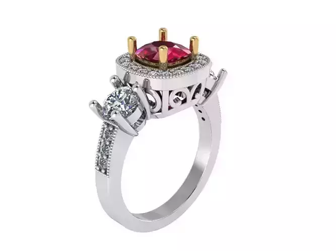 Nice red stone diamond ring 2379 3D print model 