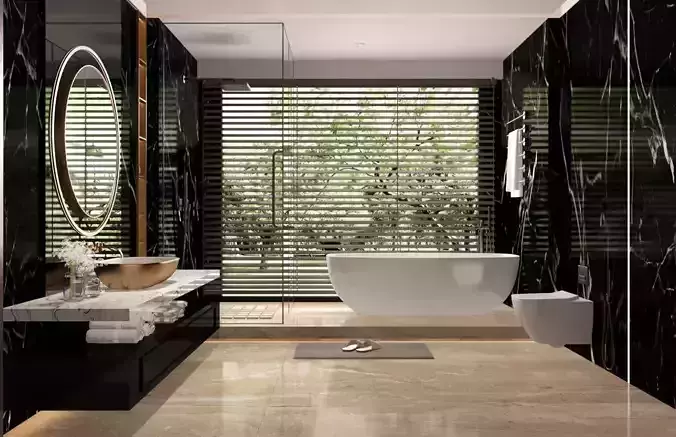 Luxury Interior Scenes-Bathroom  3 in 1 3D model