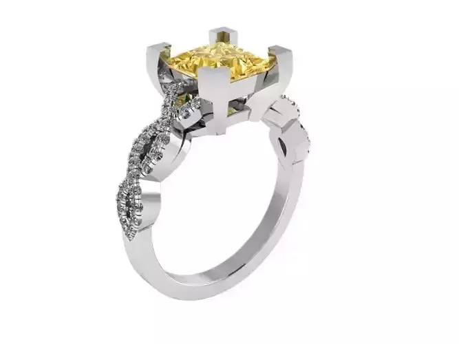 Yellow chain style diamond ring 2381 3D print model 