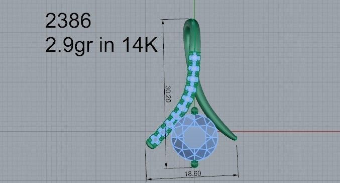 Round stone pendant 2386 3D print model 3D print model_4