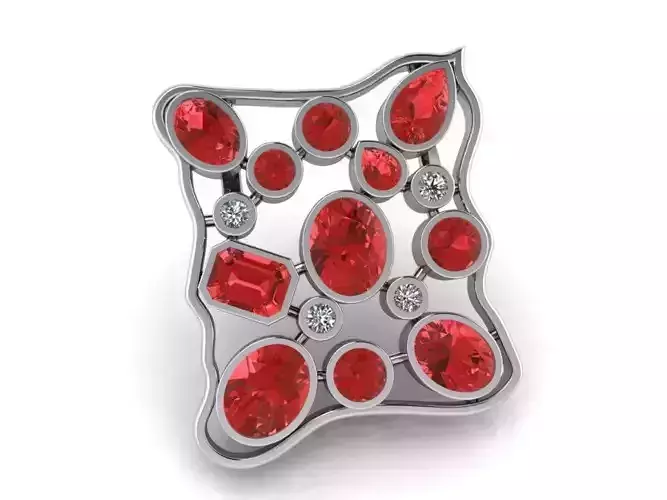 Red stone pendant 2387 3D print model 