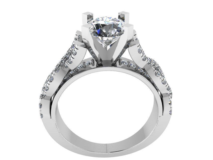 One stone textured diamond ring 2389 3D print model 3D print model_2