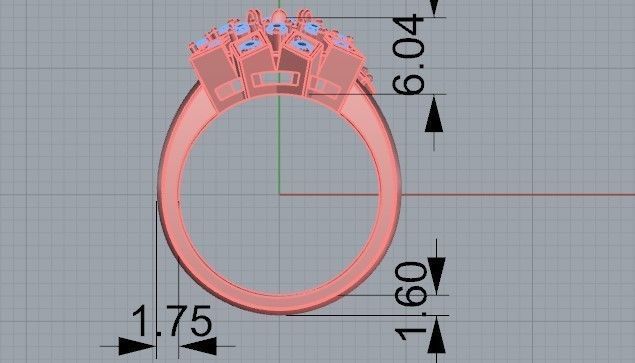 Red stone opened flower diamond ring 2390 3D print model 3D print model_6