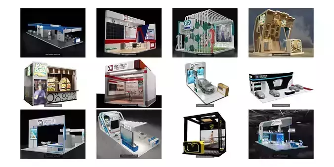  Booth Exhibition Stand G6 3D Model Collection