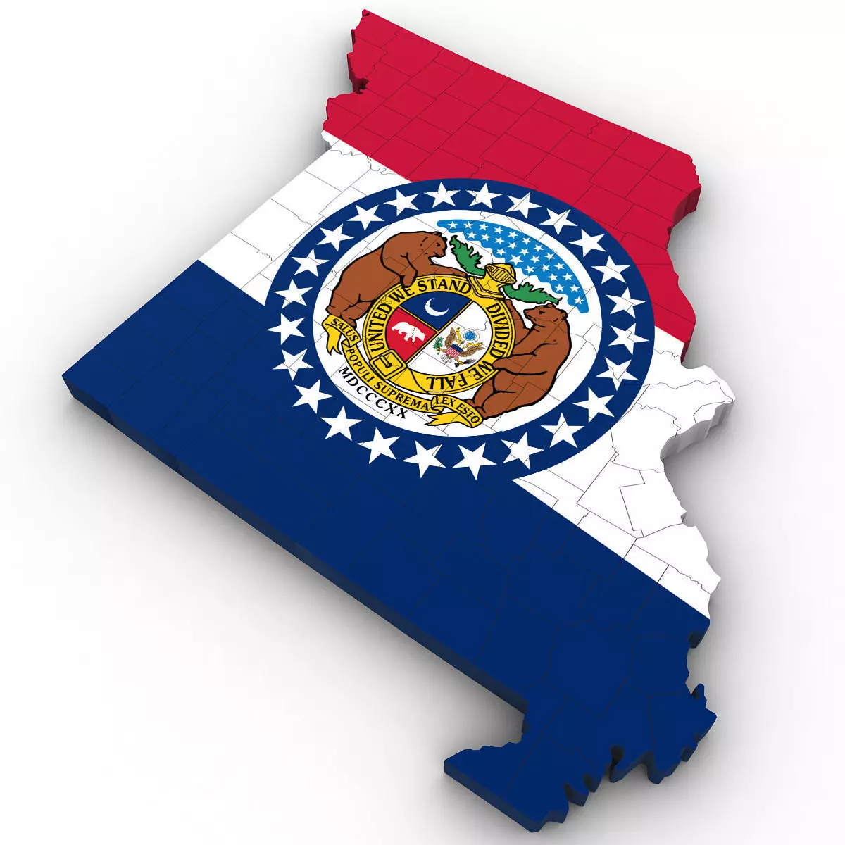 Missouri Political Map 3D model_0