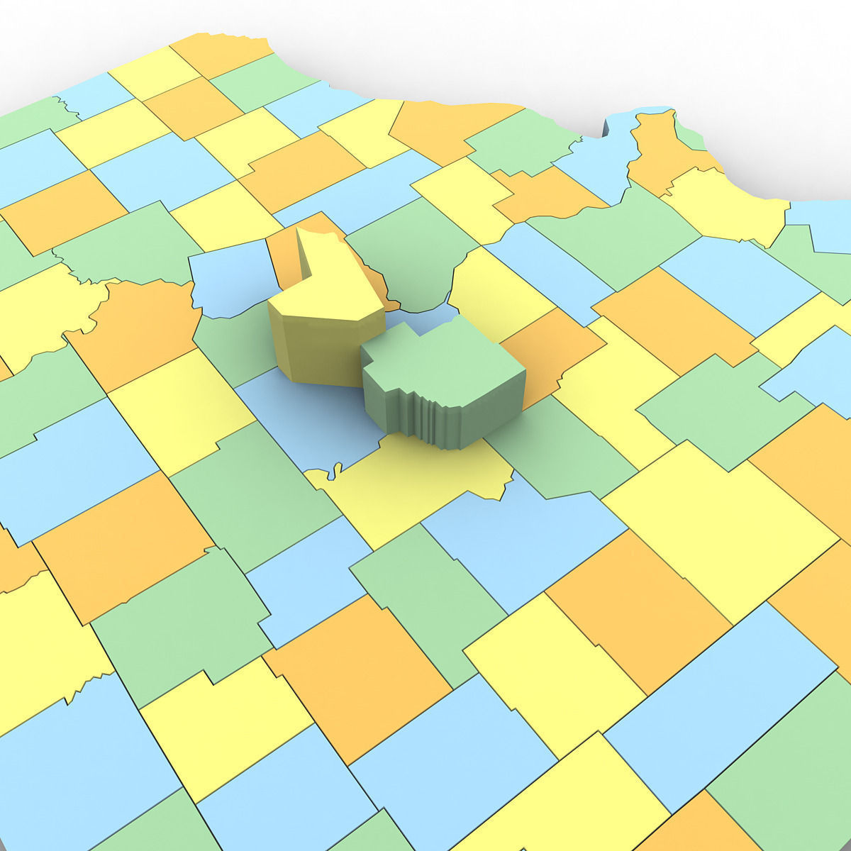 Missouri Political Map 3D model_5