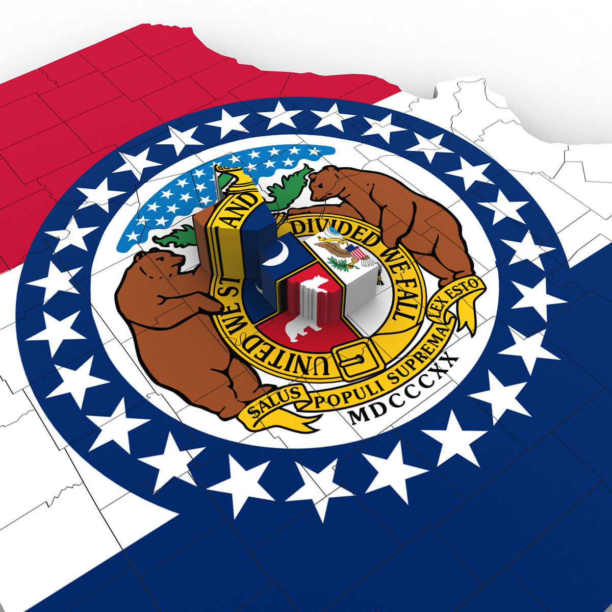 Missouri Political Map 3D model_4