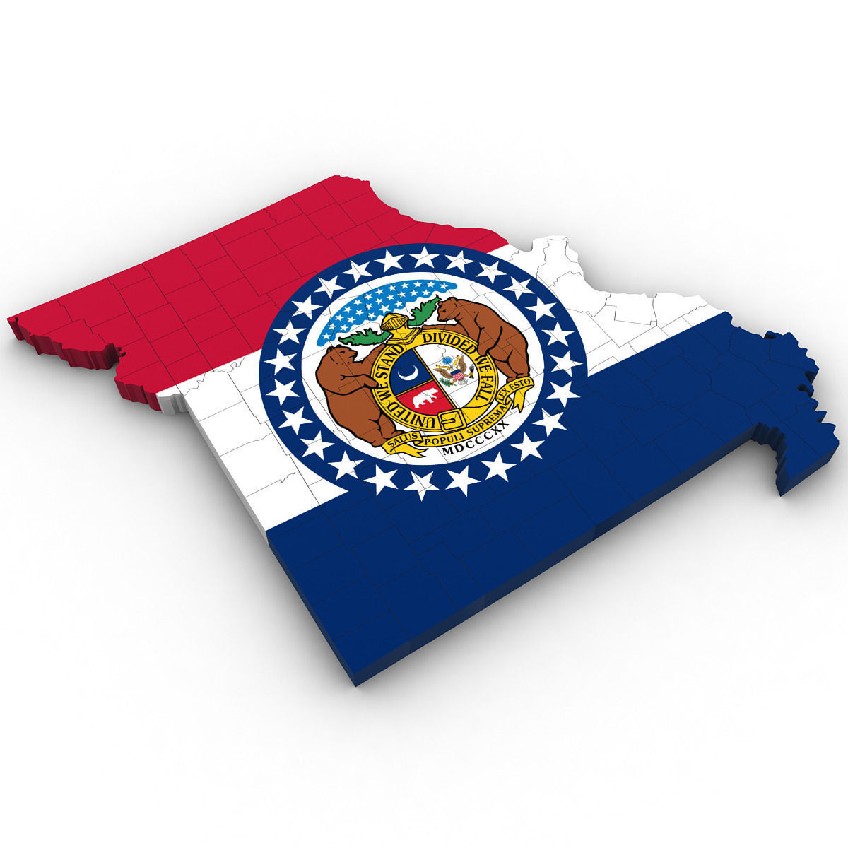 Missouri Political Map 3D model_2