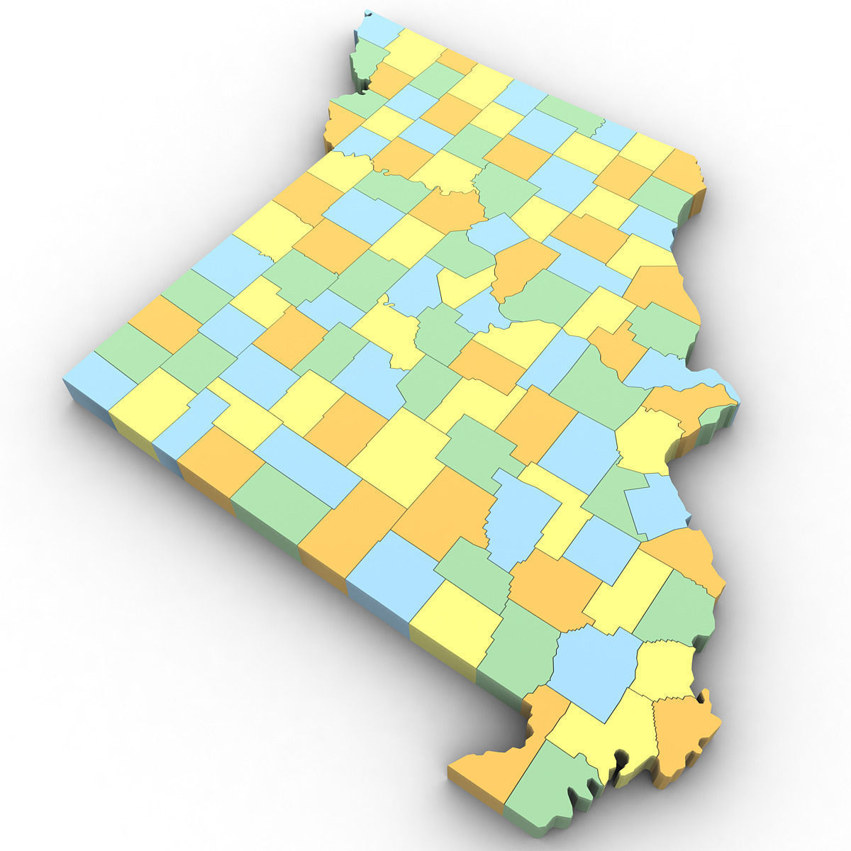 Missouri Political Map 3D model_1