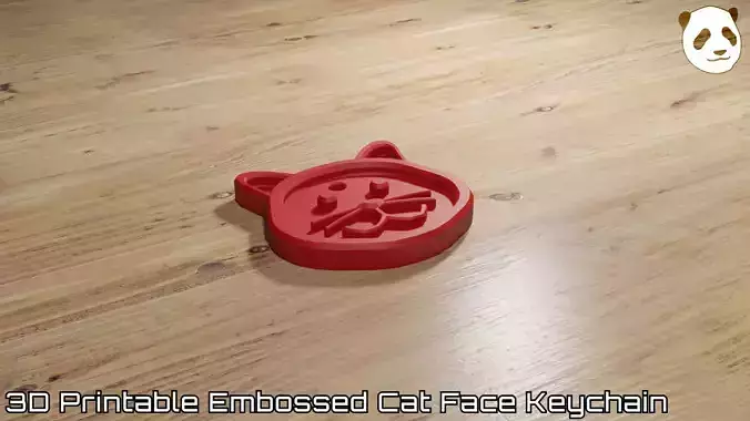 Embossed Cat Face Keychain 3D print model