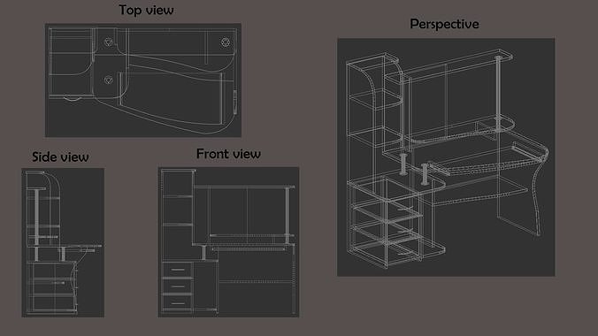 Computer Table 3D model 6
