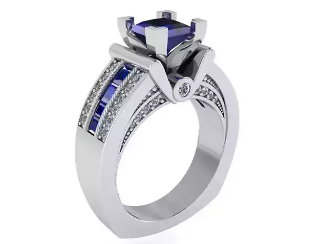 Dark blue diamond ring 2393 3D print model