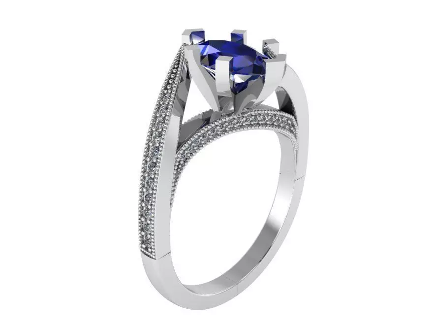 Oval eagle blue stone ring 2397 3D print model 3D print model_0