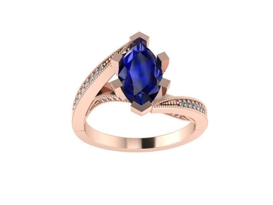 Oval eagle blue stone ring 2397 3D print model 3D print model_2