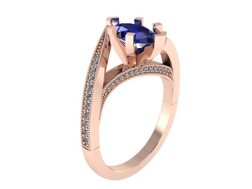 Oval eagle blue stone ring 2397 3D print model 3D print model_1