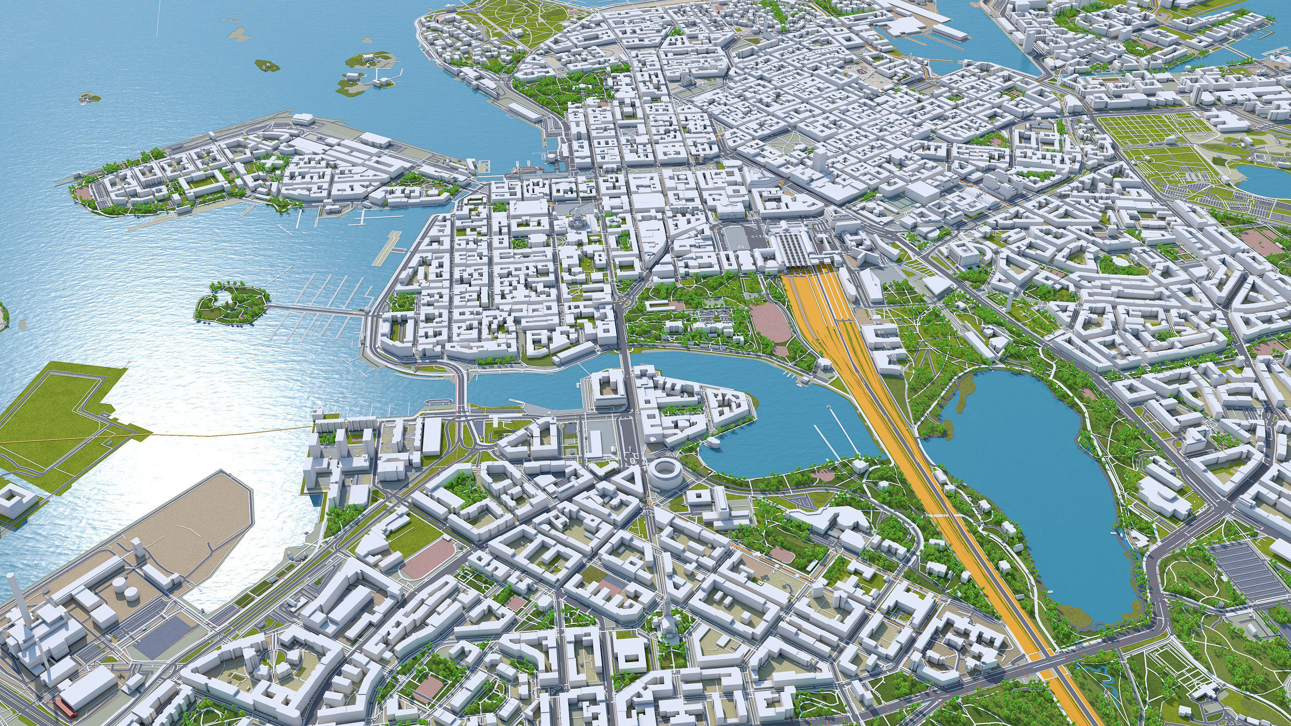Helsinki Downtown Finland  Low-poly 3D model_5