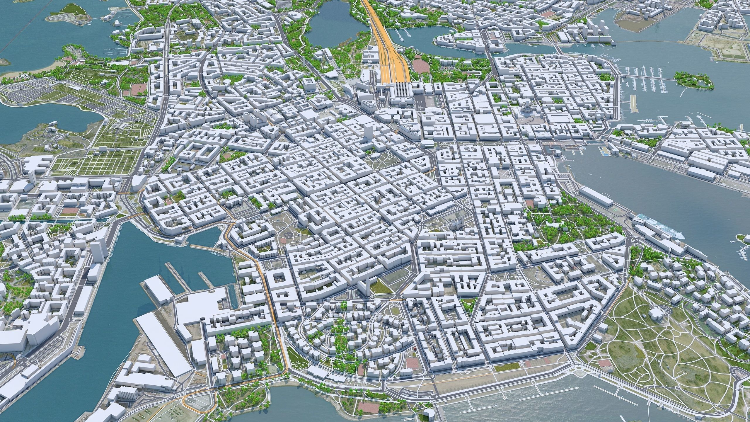 Helsinki Downtown Finland  Low-poly 3D model_2