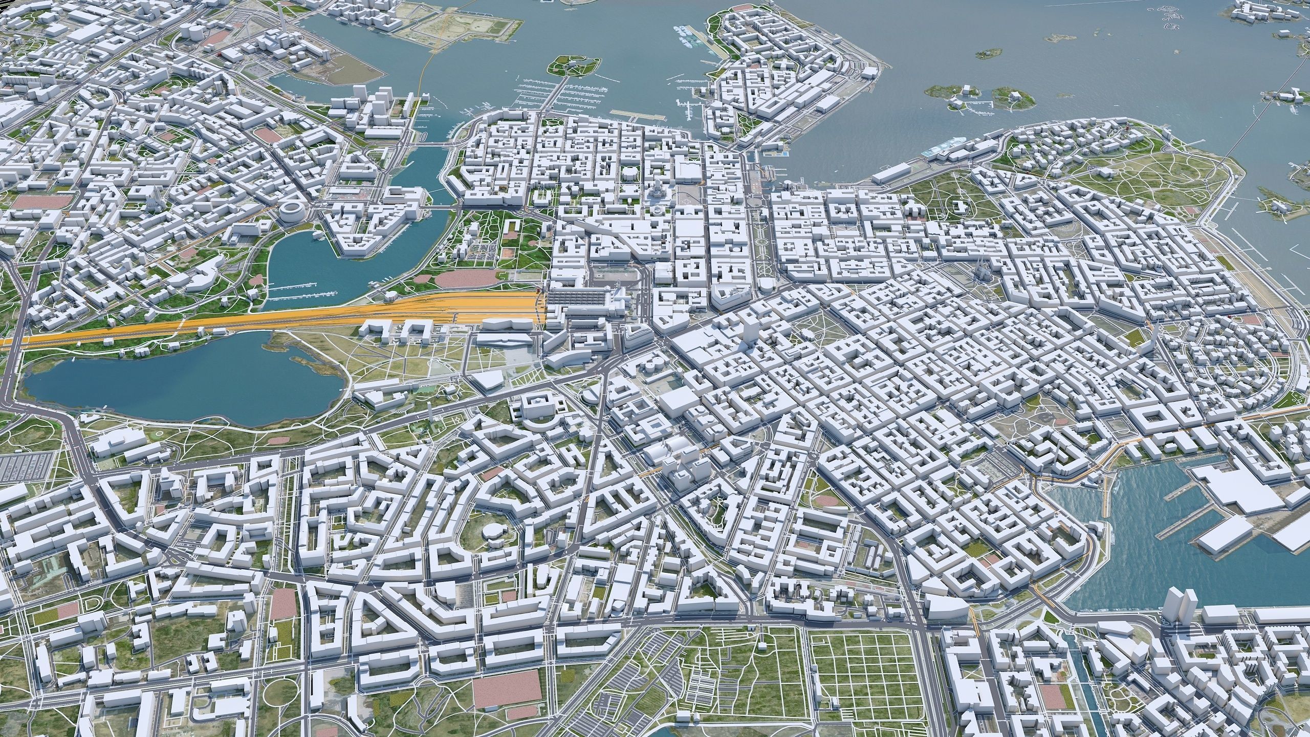 Helsinki Downtown Finland  Low-poly 3D model_3