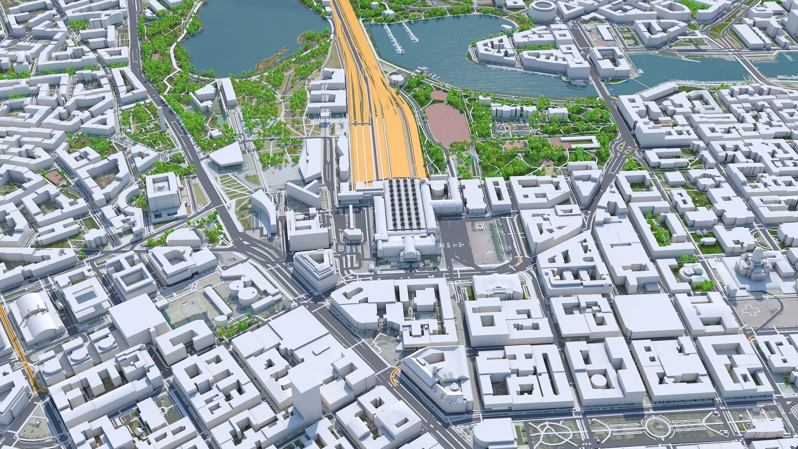 Helsinki Downtown Finland  Low-poly 3D model_1