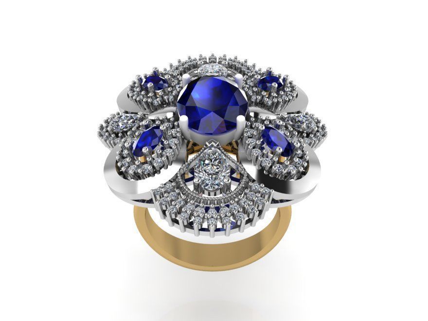 Luxurious Blue Diamond set 2398 3D print model 3D print model_4